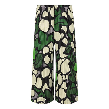 Men's Summer Wide Leg Pleated Pants 2023 Casual Printing Fashion Contrast Color Male Trousers Elastic Waist Menwear aidase-shop